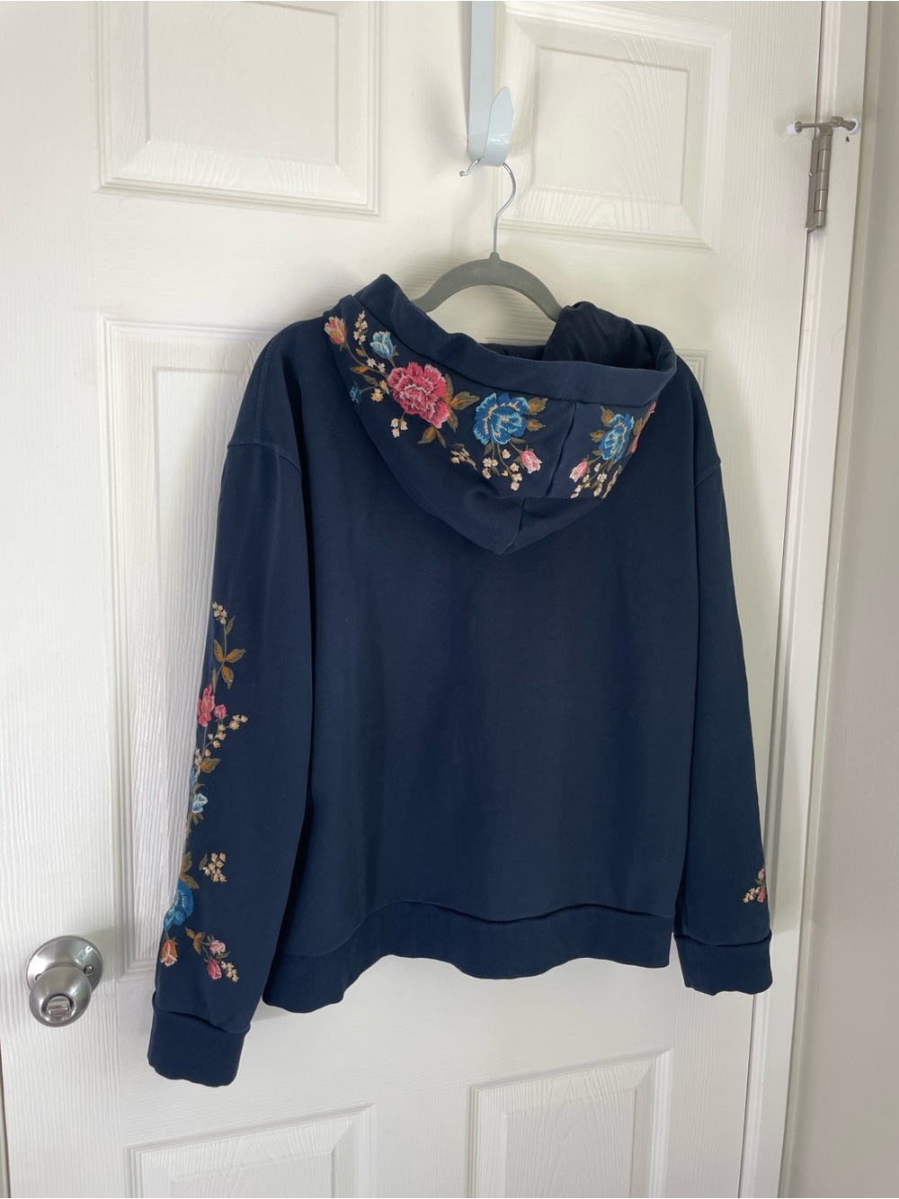 Driftwood "Blue Bell Fleur" Embroidered Zip Hoodie Navy XL (Hood Details) - Picture 2 of 10